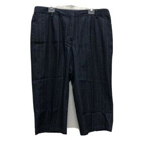 Larry Levine Woman 22W Capri Pinstripe Blue pants Jeans Denim